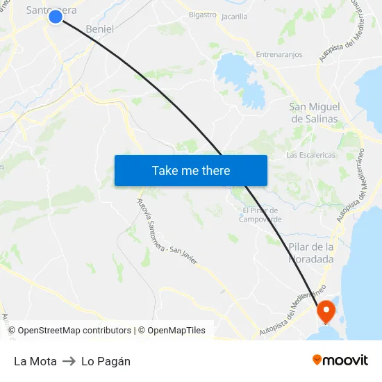 La Mota to Lo Pagán map