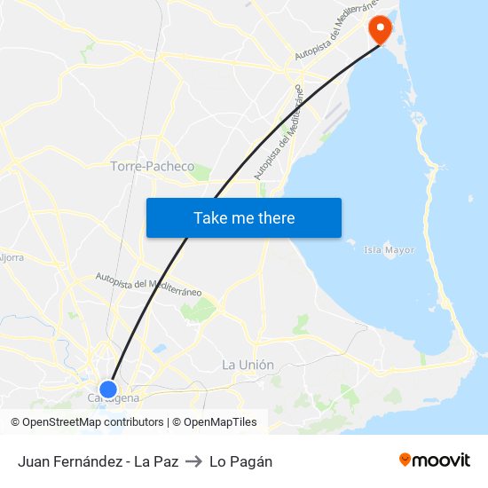 Juan Fernández - La Paz to Lo Pagán map