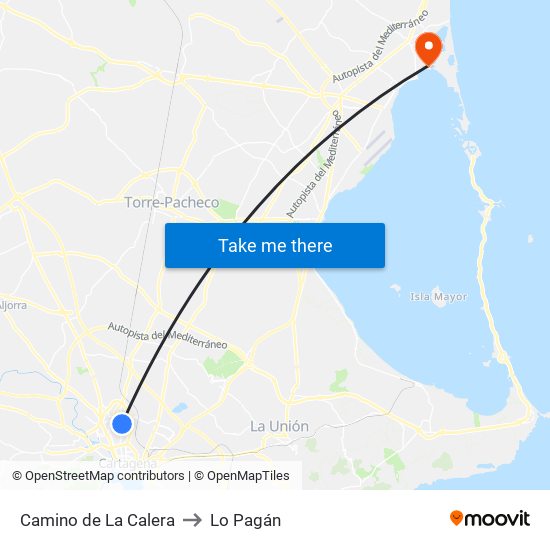 Camino de La Calera to Lo Pagán map