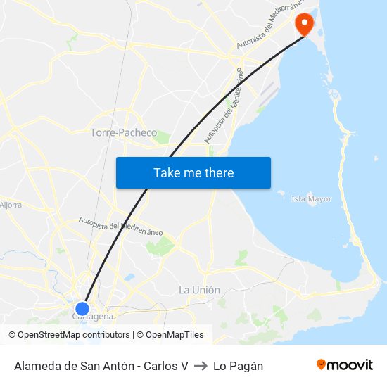 Alameda de San Antón - Carlos V to Lo Pagán map