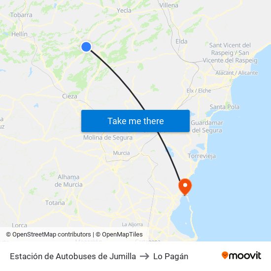 Estación de Autobuses de Jumilla to Lo Pagán map