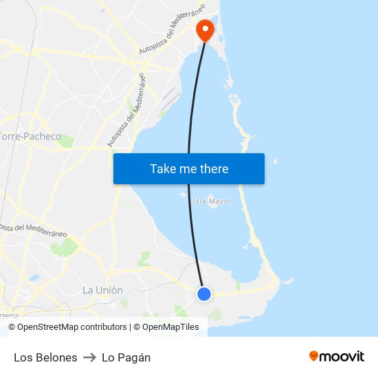 Los Belones to Lo Pagán map