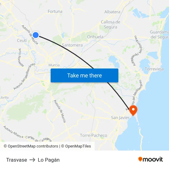 Trasvase to Lo Pagán map