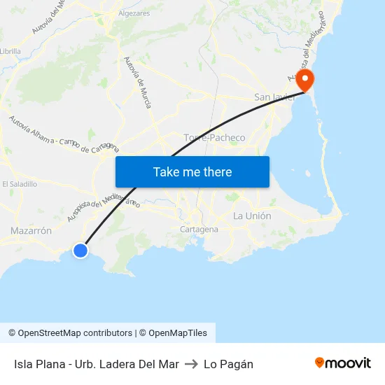 Isla Plana - Urb. Ladera Del Mar to Lo Pagán map