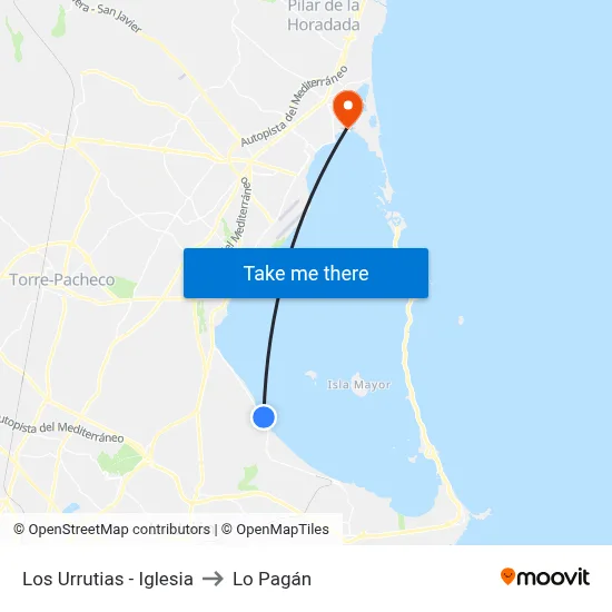 Los Urrutias - Iglesia to Lo Pagán map