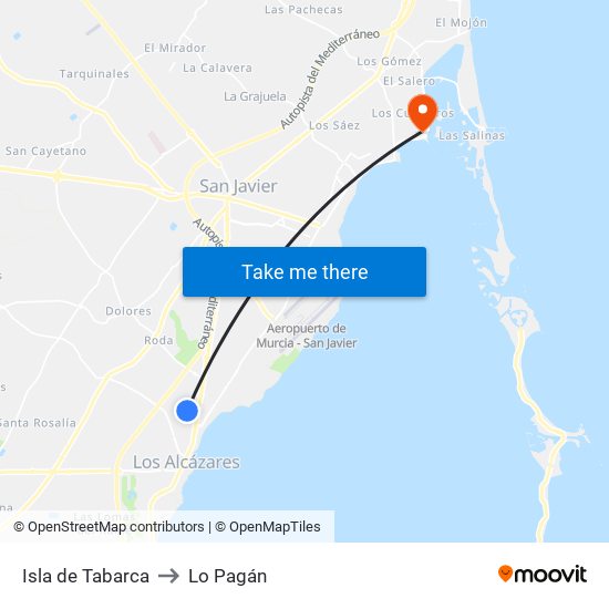 Isla de Tabarca to Lo Pagán map