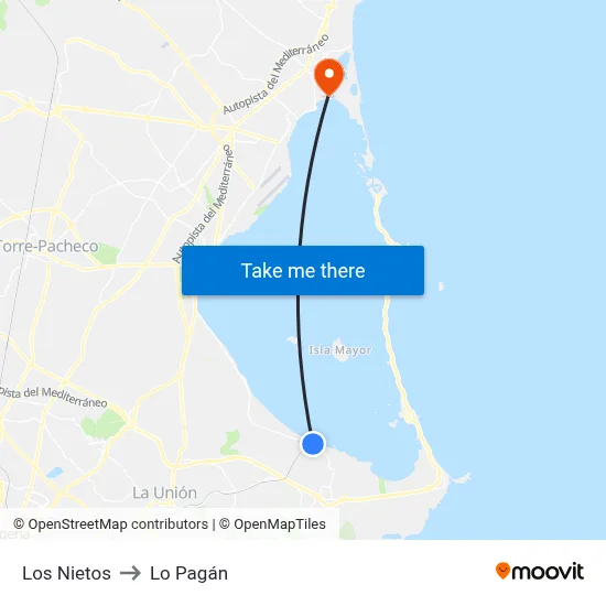 Los Nietos to Lo Pagán map