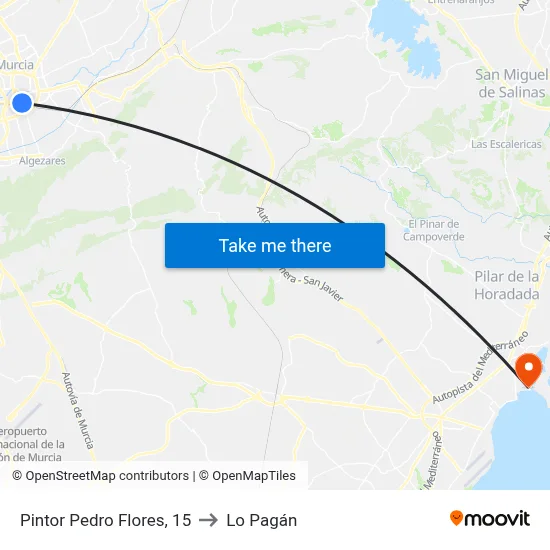 Pintor Pedro Flores, 15 to Lo Pagán map