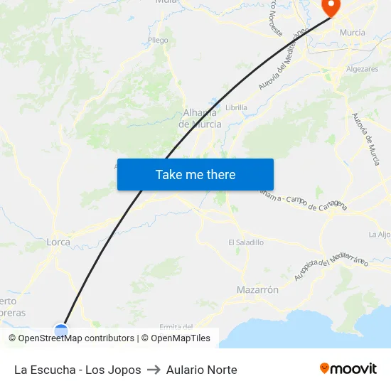 La Escucha - Los Jopos to Aulario Norte map