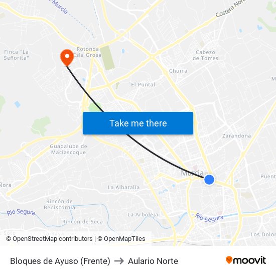 Bloques de Ayuso (Frente) to Aulario Norte map