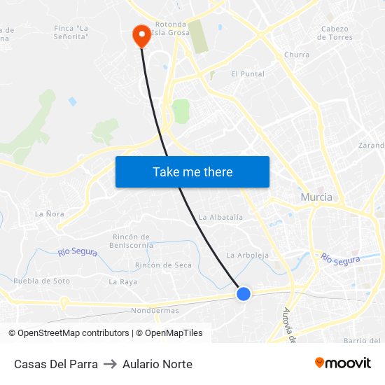 Casas Del Parra to Aulario Norte map