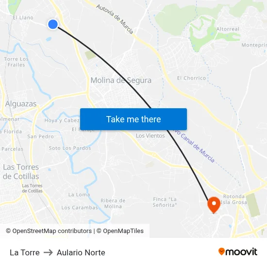 La Torre to Aulario Norte map