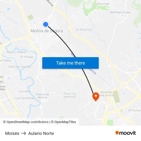 Moisés to Aulario Norte map