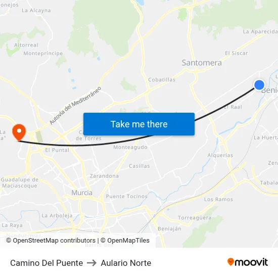 Camino Del Puente to Aulario Norte map