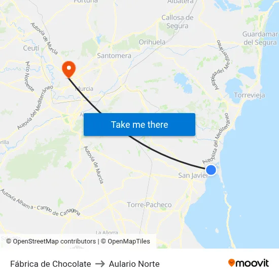 Fábrica de Chocolate to Aulario Norte map