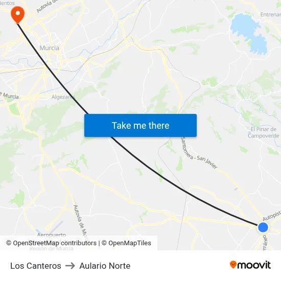 Los Canteros to Aulario Norte map