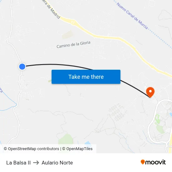 La Balsa II to Aulario Norte map