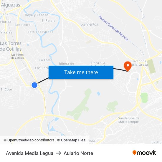 Avenida Media Legua to Aulario Norte map