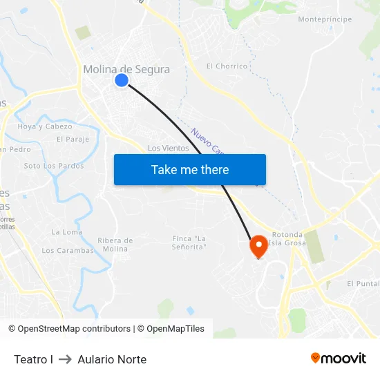 Teatro I to Aulario Norte map