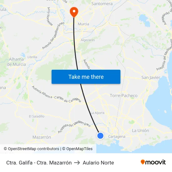 Ctra. Galifa - Ctra. Mazarrón to Aulario Norte map
