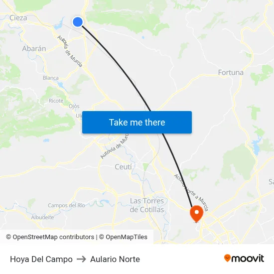 Hoya Del Campo to Aulario Norte map