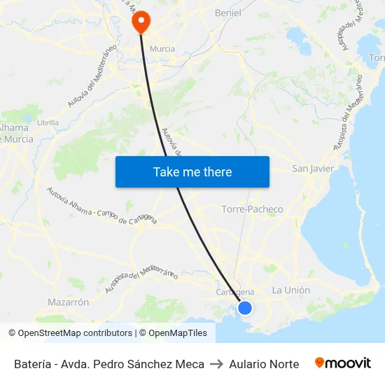 Batería - Avda. Pedro Sánchez Meca to Aulario Norte map