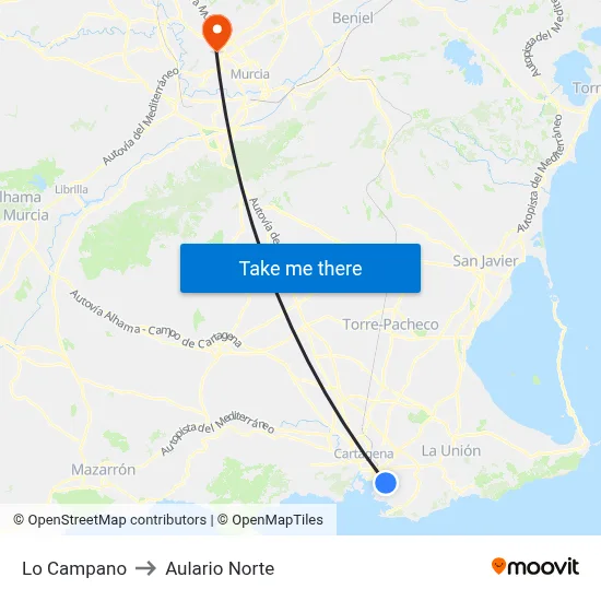Lo Campano to Aulario Norte map
