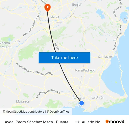 Avda. Pedro Sánchez Meca - Puente Viejo to Aulario Norte map