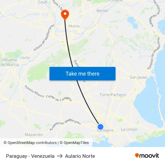 Paraguay - Venezuela to Aulario Norte map