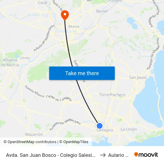 Avda. San Juan Bosco - Colegio Salesianos (Frente) to Aulario Norte map