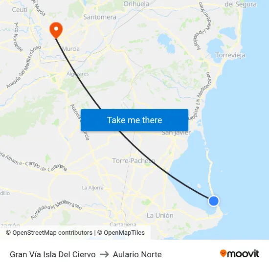 Gran Vía Isla Del Ciervo to Aulario Norte map