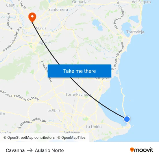 Cavanna to Aulario Norte map