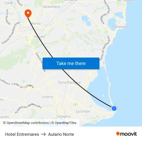 Hotel Entremares to Aulario Norte map