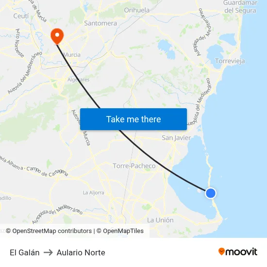 El Galán to Aulario Norte map