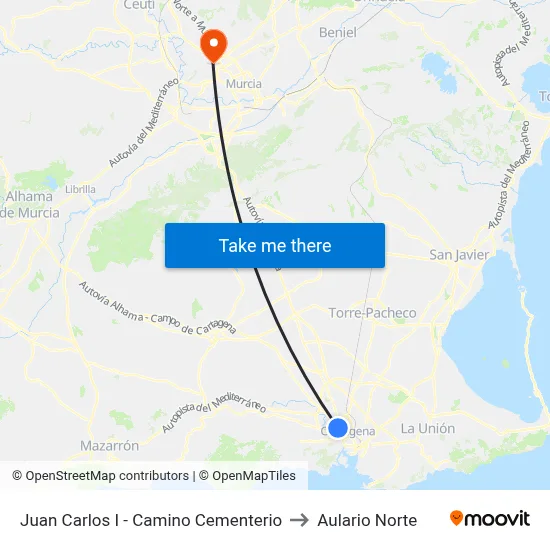 Juan Carlos I - Camino Cementerio to Aulario Norte map