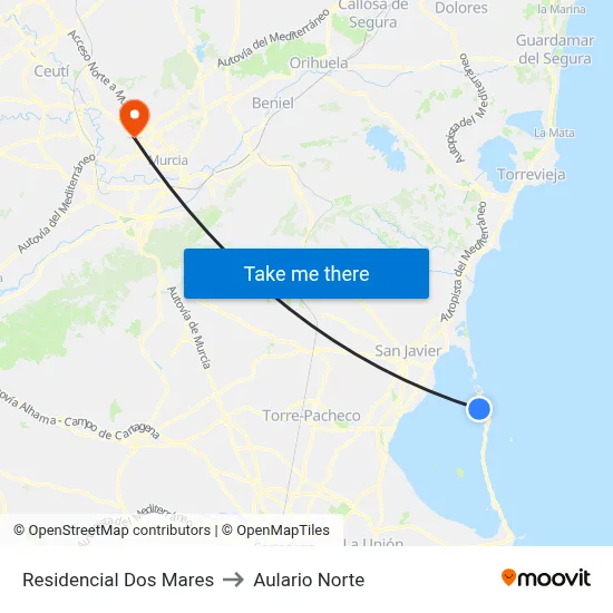 Residencial Dos Mares to Aulario Norte map