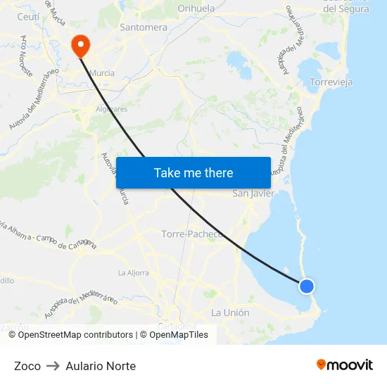 Zoco to Aulario Norte map