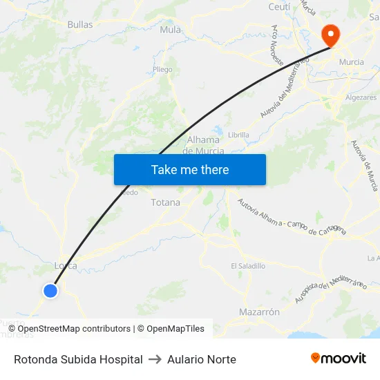 Rotonda Subida Hospital to Aulario Norte map
