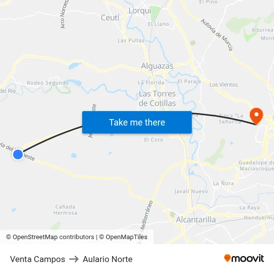 Venta Campos to Aulario Norte map
