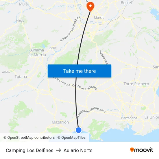 Camping Los Delfines to Aulario Norte map