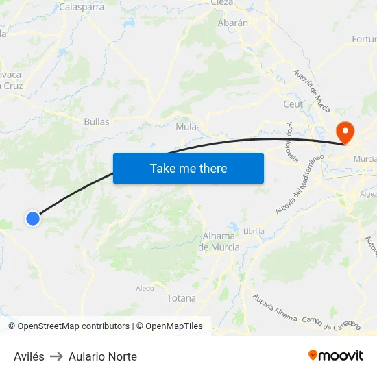 Avilés to Aulario Norte map