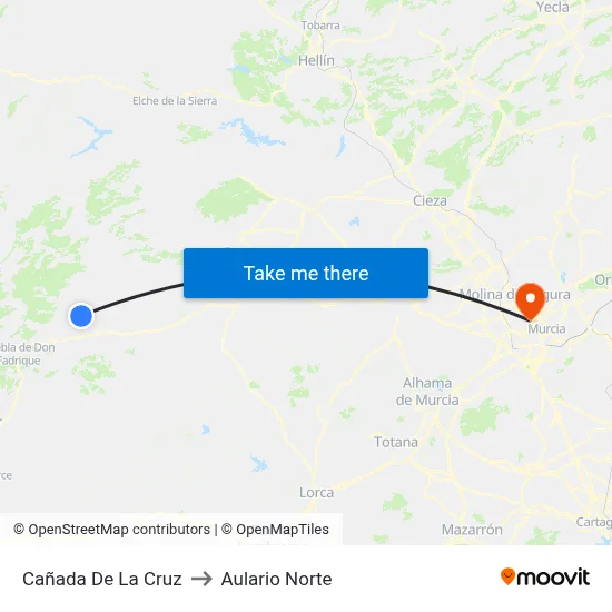 Cañada De La Cruz to Aulario Norte map