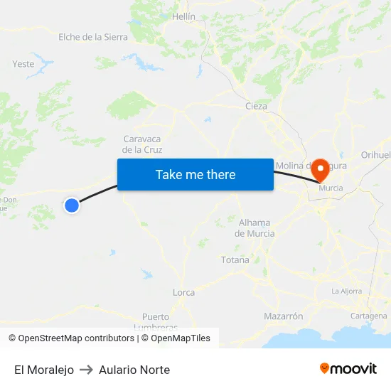 El Moralejo to Aulario Norte map