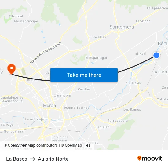 La Basca to Aulario Norte map