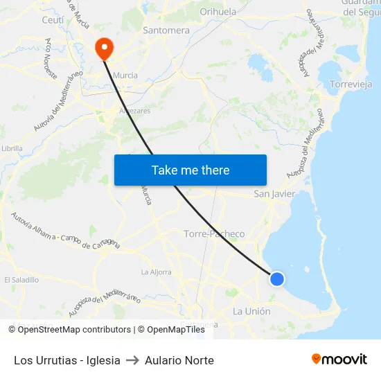 Los Urrutias - Iglesia to Aulario Norte map
