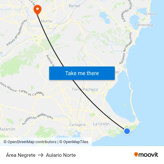 Área Negrete to Aulario Norte map