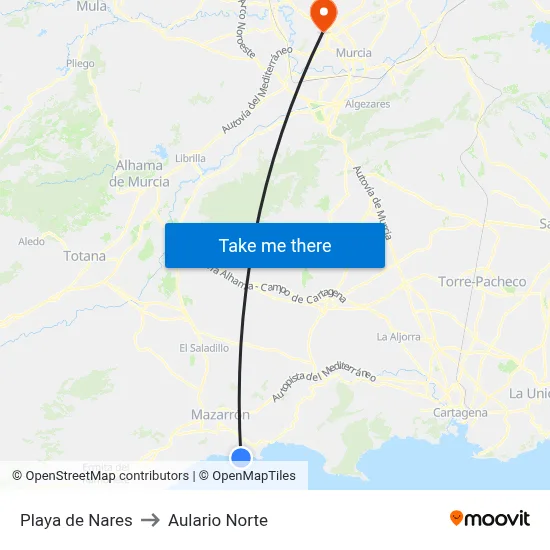 Playa de Nares to Aulario Norte map