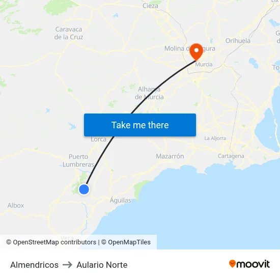 Almendricos to Aulario Norte map