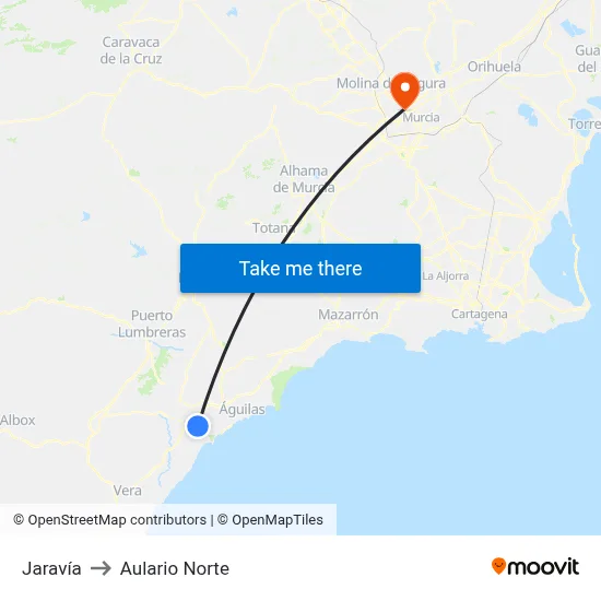 Jaravía to Aulario Norte map