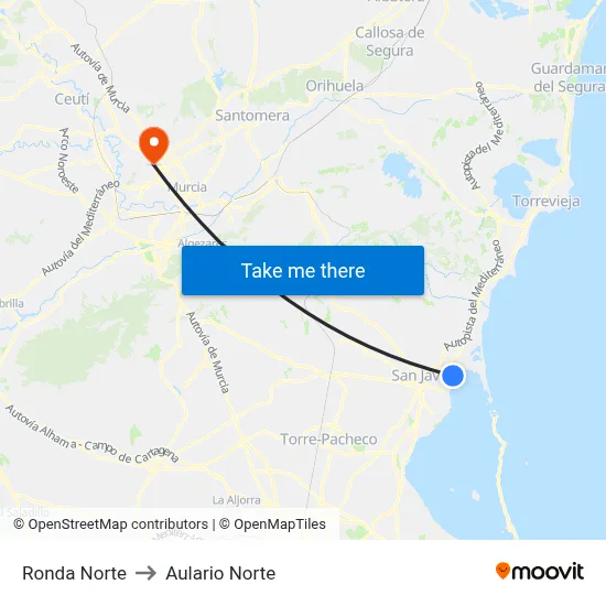 Ronda Norte to Aulario Norte map